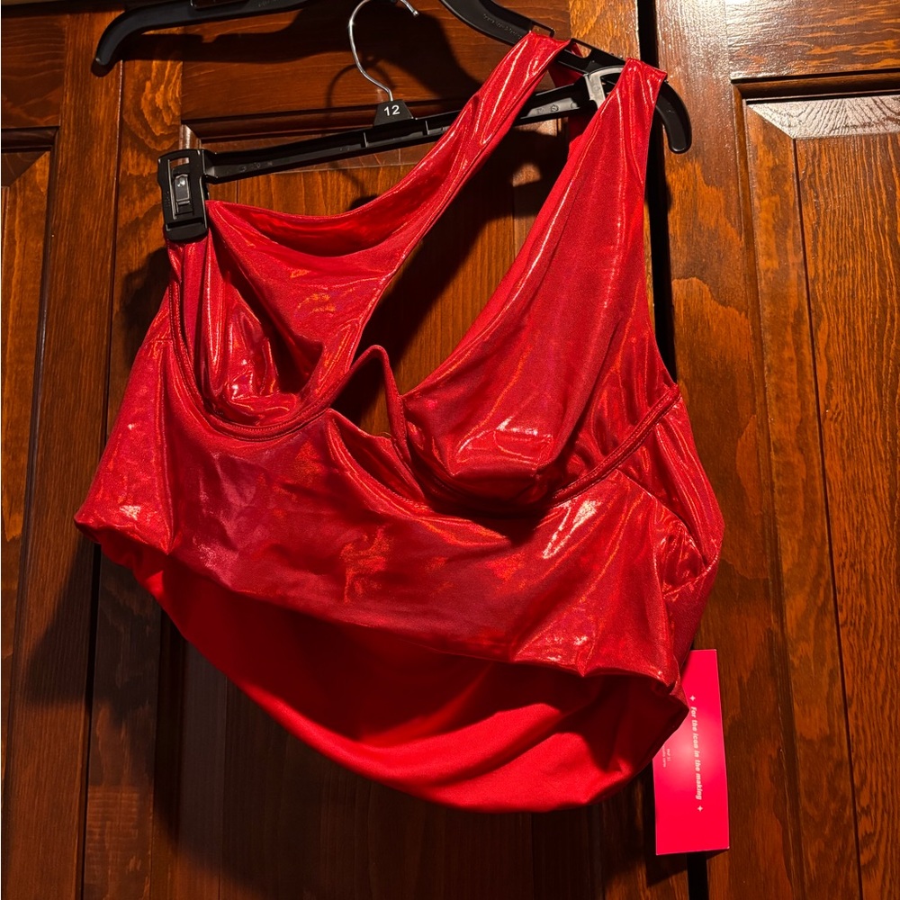 SHEIN Shimmering Red Bra Top